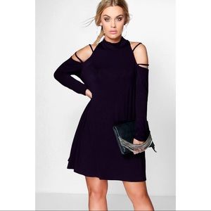 Plus Size Cold Shoulder Strappy Swing Dress